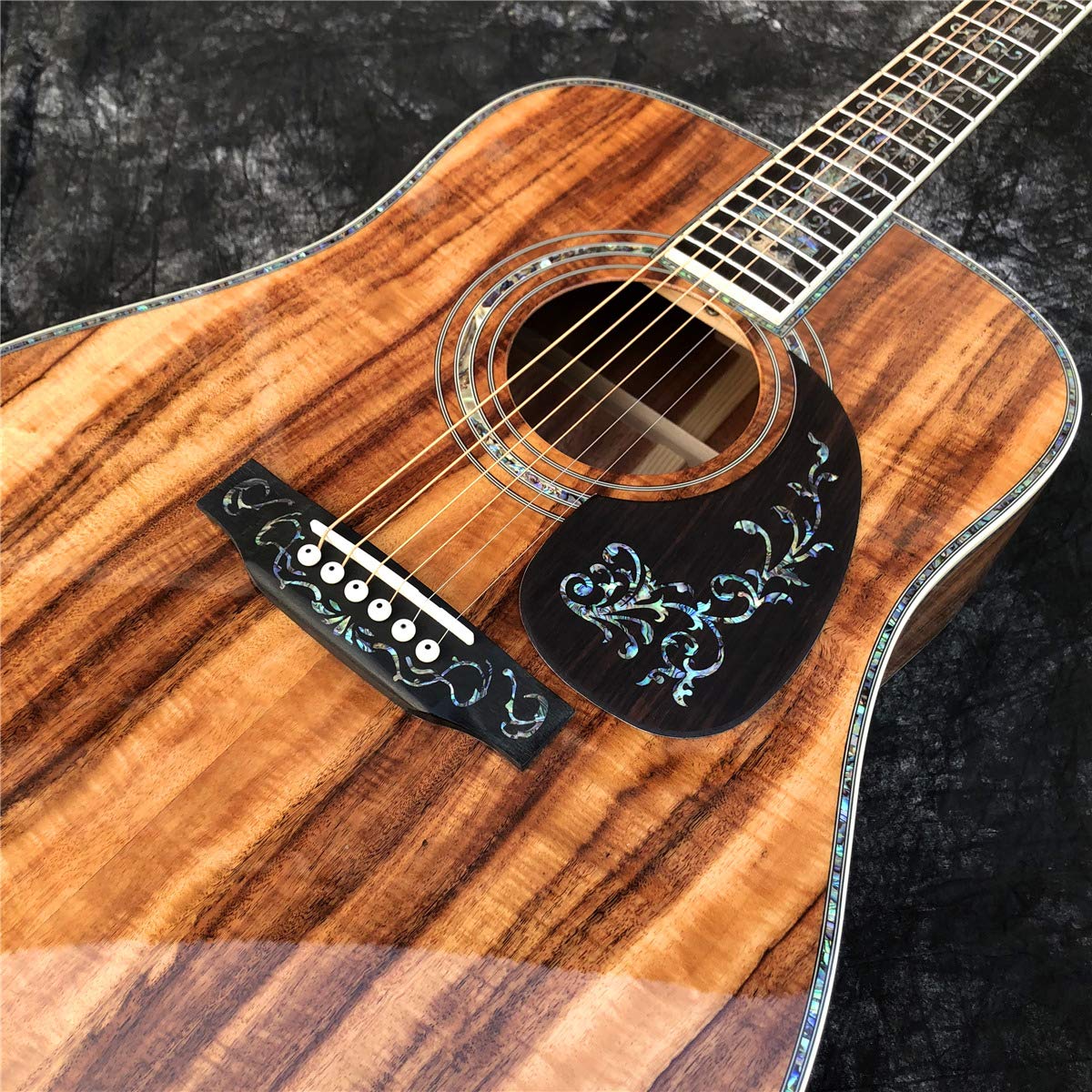 41 inch D type koa wood Acoustic Guitar ebony fingerboard abalone